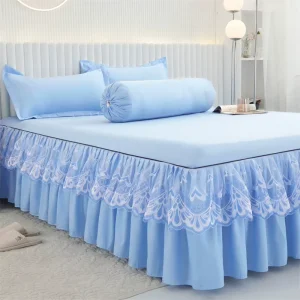 Bed Skirts Set Double Layer Bedspread Printed Bed Sheet Bilateral Bed Skirt Bedsheet