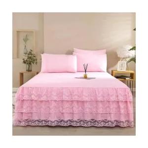 BedSpread Luxury King Size Bed Cover Lace Quilted Thickened Non slip Bed Skirt Queen Size Fitted Bed Sheet With Cover Bedding Set