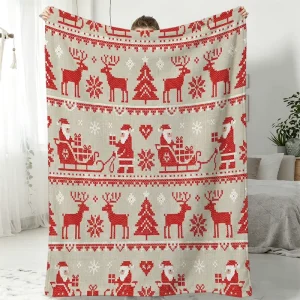 Bedding 210GSM Custom Printed Floral Dot Solid Christmas Flannel Fleece Throw Blanket Lightweight Soft Warm Eco-Friendly OEM