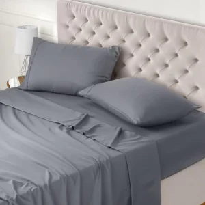 Bedding 4 Piece Fitted Sheet Flat Sheet with 2 Pillow Cases Wrinkle Shrinkage and Fade Resistant Polyester Bed Sheet Set