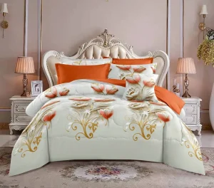 Bedding 6 Pieces Floral Comforter Set King Size Comforter Set with Sheets for All Season