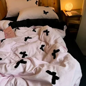 Bedding Bed Sheets Pillowcases Four Piece Set Pure Cotton All Cotton pink