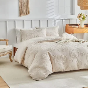 Bedding Fiber Solid Color Cut Flower Quilt Cover Three Piece Set Soft Comfortable Skin Friendly for Home Hotel Use