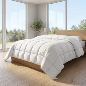 Bedding Queen Size Modern Polyester Comforter Duvet Insert Quilted White Corner Tabs Box Stitched 88×88 Inches