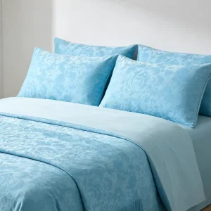 Bedding Set 4 Piece Jacquard Coated Twill 100% Polyester Nonwoven Shrink Resistant Medium Weight Bed Sheet Pillowcase Queen King