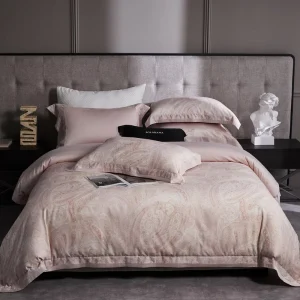 Bedding Set 4Pcs Colorful Custom Queen King Size Satin Bedding Set Ruffle Lace