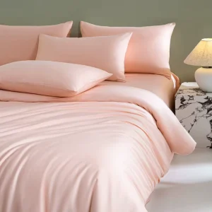 Bedding Set Duvet Cover Sheet Pillowcase 4pcs Solid Color Satin Touch Bed Linen Bedroom