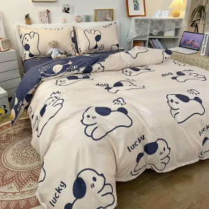 Bedding Set Duvet Covers for Kids Cartoon Bedding Four-Piece Dormitory Quilt Cover Ins Set Cover Sheet Pillowcase Duvet Cover