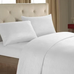 Bedding Set Polyester Satin Fabric Fitted Sheet Flat Sheet Home Bed Set 4 PCS Thickened Modern Minimalist Stripes