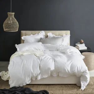 Bedding Set with Elegant Ruffled Pleats Soft 3 Pcs Duvet Cover Pillowcase Set Suitable for Various Scenarios