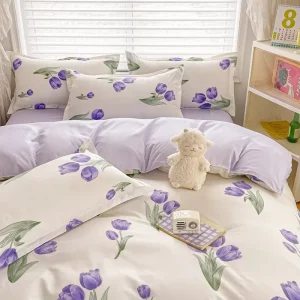 Bedding Sets 100% Polyester 4PCS 1 Quilt Cover 1 Bed Sheet 2 Pillowcases Duvet Cover Set Bedding Set With Zipper