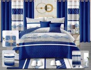 Bedding Sets Matching Curtains 24 Pieces Curtain Bedding Set Blue Bedspread Set King Size Cal king Bedcoverr