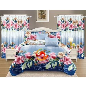 Bedding Sets with Matching Curtains Polyester Bedding Set with Match Curtains 6 8 10 12 Piece Flatsheet Fitted Sheet Pillow Case