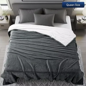 Bedding Sherpa Blanket Queen Size Soft Warm Plush Fleece Reversible Blanket for Bed Sofa Couch Camping and Travel