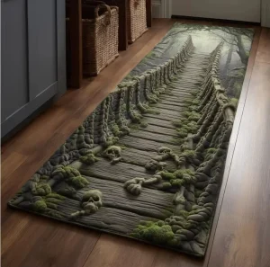Bedroom Hallway Runner Rug 3D Infinite Passage Optical Illusion Pattern Carpet Non Slip Soft Easy Clean Creative Decor Home Mat