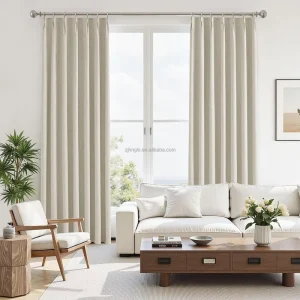 Bedroom Living Korean Pleated Style Linen Blend Eco Friendly Waterproof Noise Reducing Thermal Insulation Blackout Curtains