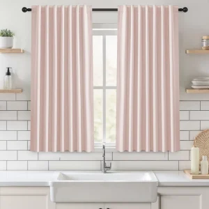 Bedroom Living Room 54 Inch Blackout Thermal Insulated Beige Linen Drapes 2 Panels Set with Back Tab Rod Pocket