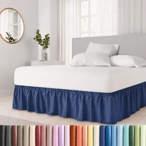 Bedspread Bed Skirt King Size Bed Draping Easy to Fit Elastic Band Brushed Fabric Pleated Bed Skirt
