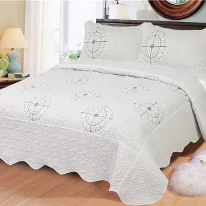 Bedspreads Coverlet Quilted Embroidery Quilts Microfiber Comforter Set 3pcs Quilt Colcha Coverlets Bedding