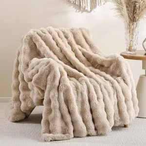 Bedsure Winter Cosy Bubble Fleece Decorative Plain Soft Plush Throw Blanket Adults Lightweight Warm Blue 150x200cm Sofa Bed Gift