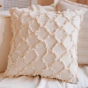 Beige Diamond Tufted Cushion Cover Soft Neutral Decorative Throw Pillows Cushion Covers for Sofa Bedroom Boho Home Decor