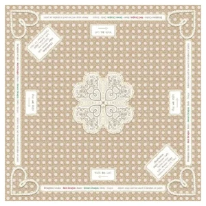 Beige Polka Dot & Lace American Mahjong Mat Non Slip Rubber Back Game Table Pad