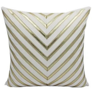Beige Simple Paste Cloth Embroidered Leather Patchwork Square Throw Pillowcase Modern Villa Sample Room Soft Installation
