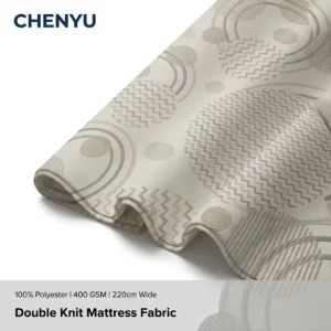 Beige Spun Polyester Double Knit Jacquard Yarn Dyed Heavyweight 450gsm Mattress Fabric