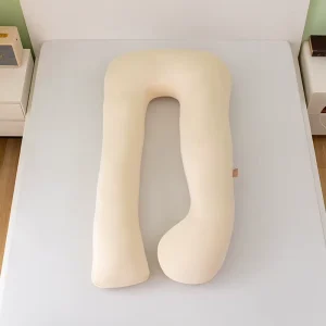 Beige U Shaped Maternity Pregnancy Pillow Full Body Support PP Cotton Polyester Filling Washable Removable Cover for Pillows