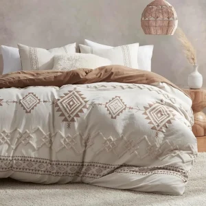Beige and Terracotta Color Clash 3 Pieces Microfiber Bedding Set, Durable and Super Soft Duvet Covers with Zipper and Ties