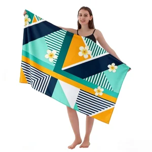 Best Embossed Printed Sports Tropical Eco friendly All Season Quick Dry Beach Towel Premium Polyester Sand Resistant Compact