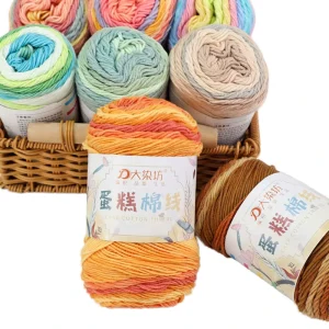 Best Selling Strong 5Ply 100g 2mm Rainbow Dyeing Cotton Blended Yarn Scarf Blanket Weaving Factory Ring Spun Yarn