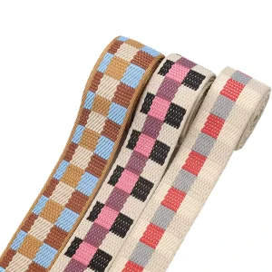 Best selling Geometry Pattern Eco Friendly Jacquard Polyester Webbing 1.5 inch Woven Strap Backpack Home Textile Bags Dog