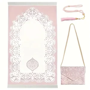 Best selling New Ramadan Prayer Mat Gift Set with Bag and Prayer Beads