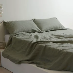 Bestselling Spring Summer Solid Color Washed Light Luxury Bed Sheet Duvet Cover Pure Linen Bedding Set