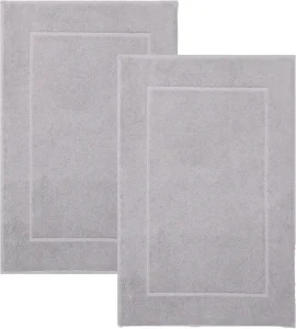 Betz Bath Mat 50x70cm Set of 2 100% Cotton Oeko-TEX Certified Washable Solid Color Silver