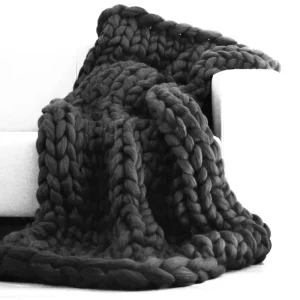 Big Heavy Warm Chunky 100% Acrylic Chenille Cable Knitted Throw Blankets for Winter Sofa Bed