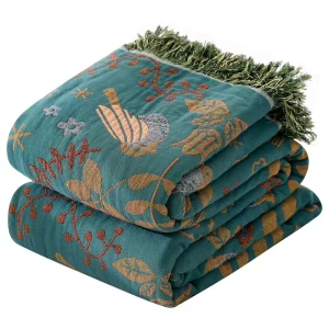 Big Size Vintage Gauze Woven Jacquard 100% Cotton Blanket for Bed Sofa
