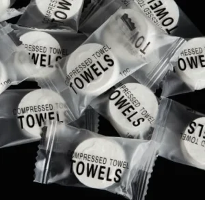 Biodegradable Travel Portable Shrunk Towel Disposable Mini Compressed Face Towel Tablet for Travel Businesses and Hotel