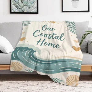 Biophilic Design Flannel Blanket Warm Plush Microfiber Throw for Winter Living Room Durable Leaf Pattern Art Feature