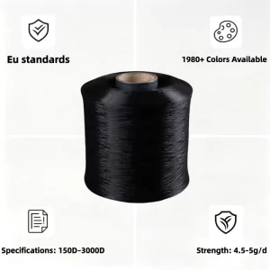 Black 100% Polypropylene High Tenacity Raw Yarn EU Standard 900D 4.5 5g d For Knitted Fabric Sewing Thread Etc