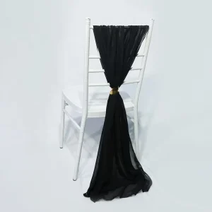 Black 19 Inch Chiffon Chair Sashes Wedding Decorative Banquet Chair Drape