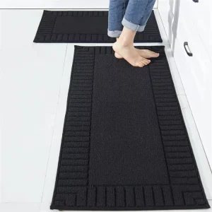 Black 24×60 Inch Non Slip Kitchen Runner Rug Machine Washable Chef Standing Rugs Absorbent Kitchen Floor Mats