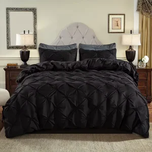 Black 3 Pcs Bedding Set Comforter for the Bedroom All Seasons