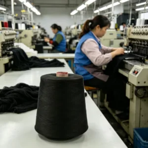 Black 32S 100% Polyester High Tenacity Raw Yarn for Sewing Garment Home Textile