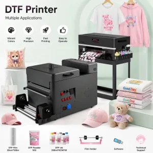 Black A3 XP600 DTF Printer Matching Powder Shaker Oven DTF Machine With Auto Recycle For All Textile Custom Logo Print