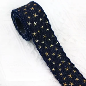 Black Cowboy Woven Eco Friendly Polyester Ribbon Webbing Star Trend 2.5/3.8CM Width Clothing Shoes Bags Hats Home Textiles