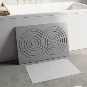 Black Diatomite Bath Mat Industrial Style Quick Dry Stone Mat for Men
