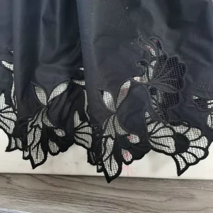 Black Floral Cutwork Embroidery Lace Fabric Double Sided Hollow Out Guipure Tencel-like Lace for Dress Hem