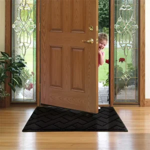 Black Front Back Door Mat Absorbent Dirt Trapper TPR Backing Polypropylene Washable Anti Slip Entrance Mats for Dogs Muddy Paws